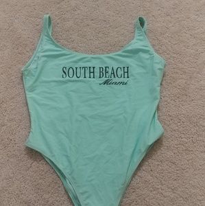 High cut one piece bathing suit in Mint